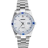 Gosasa Luxury Unisex Watches Crystal Diamond Stainless Steel Watches | Quartz Big Face Business Dress Wrist Watch For Women Men,Calendar