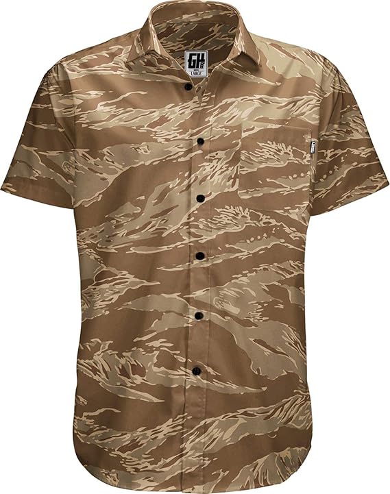 Desert Tiger Camo Button Down Clothing