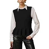 Zontroldy Women's Sleeveless Ruffle Hem Sweater Vest Lightweight Round Neck Knit Pullover Tank Tops