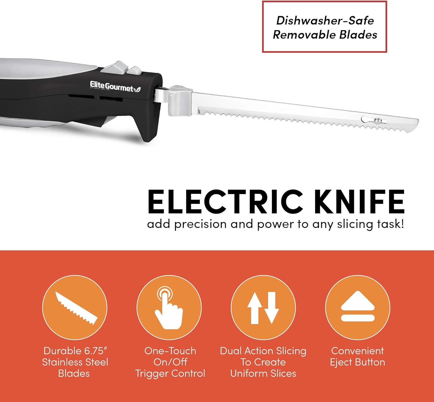 Elite Cuisine EK-570B Electric Knife, Black: Kitchen & Dining