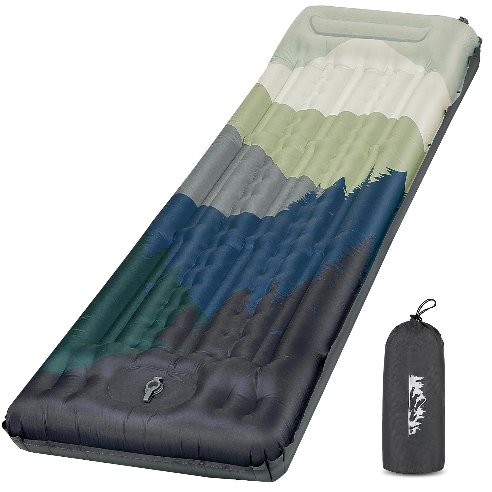 Photo 1 of pickyNproud Camping Sleeping Pad Extra Thick 5 Inch Inflatable Camping Pad with Pillow Sleeping Mat Built-in Foot Pump Portable Lightweight Camping Air Mattress for Backpacking Hiking Tent