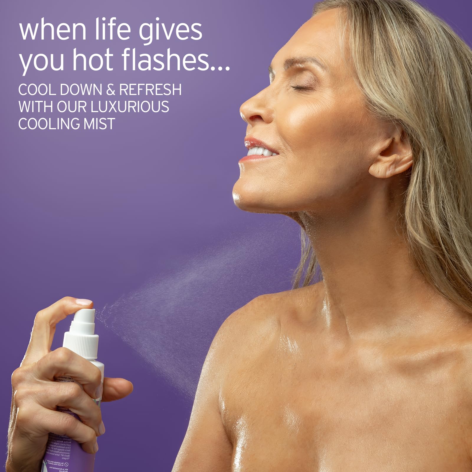LIFE-FLO Cooling Mist, Refreshing Body Mist for Women, Instantly Cools Hot Flashes with Ginger, Organic Aloe Vera and Lavender, Fresh Sage Mint Scent, 60-Day Guarantee, Not Tested on Animals, 3.4oz
