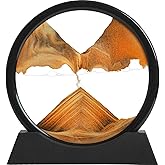 KPNUWN Moving Sand Art Liquid Motion, 3D Deep Sea Sandscape Color Quicksand Decor, Round Glass Moving Sand Art Picture Relaxing Desktop Home Office Work Decor (Orange, 7 inch)