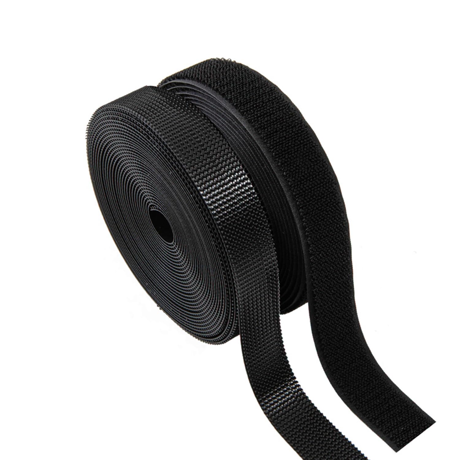 Sew on Hook and Loop Strips 3/4in x 5yd | Easy to Sew | Excellent Grip | Non-Adhesive Back Nylon Strips Fabric Fastener Non-Adhesive Interlocking Tape for Clothing Sewing Crafts and DIY, Black
