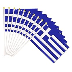 50 Pack Greece Greek on Stick Flags,Small Mini Hand
