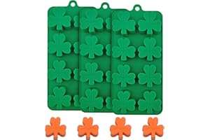 EDUEE Silicone Shamrock Mold St Patrick's Day Chocolate Molds 3 pcs for Ice, Candy, Resin, Sugar Craft Cake Decoration, Cupcake Topper, Polymer Clay