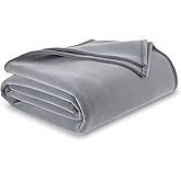 Vellux 1B07055 Original Insulating Core Hotel Style Solid blanket Machine Washable Soft Cozy Warm Pet Friendly Bed Sofa Blankets, Twin, Grey