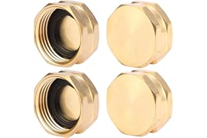 Sanpaint 4 Pack Garden Hose End Caps with Washers, Brass Spigot Cap, 3/4" Female End Cap