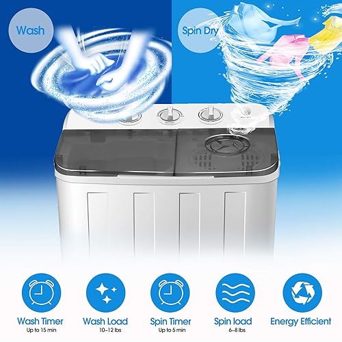 COSVALVE Portable Washing Machine 17lbs Compact Twin Tub Washer