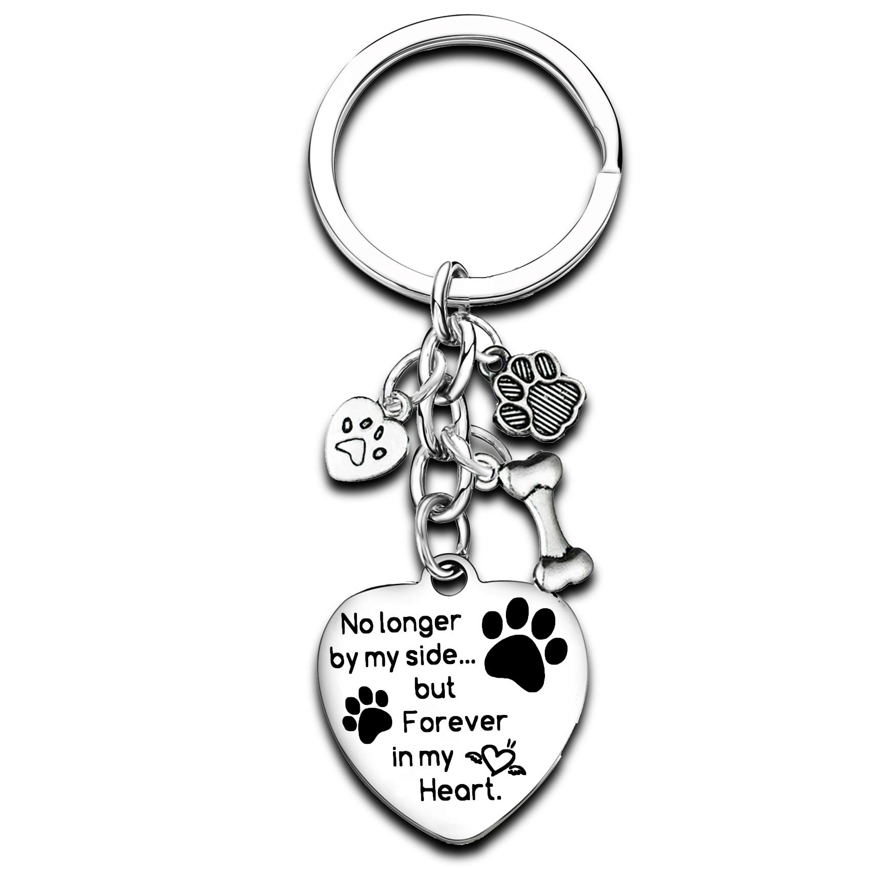 Nimteve Paw Prints Key Ring Dog Memorial Gifts No Longer by My Side Forever in My Heart Keychain Loss of Dog Gifts Pet Memorial Keyring (No Longer By My Side Styles11)