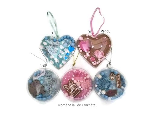 Boule De Noël Pour Bébé Coeur Décoratif Personnalisation Du Prénom Offerte Décoration Naissance Fille Ou Garçon Fait Main