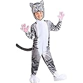 Kid's Curious Cat Costume Jumpsuit with Hood, Mitts, and Shoe Covers