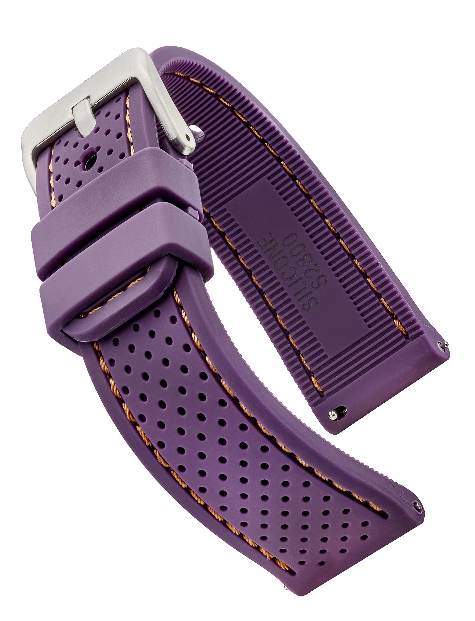 ALPINE Sporty Premium Soft Silicone Adjustable Watch Band - Replacement Rubber Watch Bands for Women & Men - Waterproof Quick Release Watch Straps - Compatible with Regular & Smart Watch Bands, PURPLE