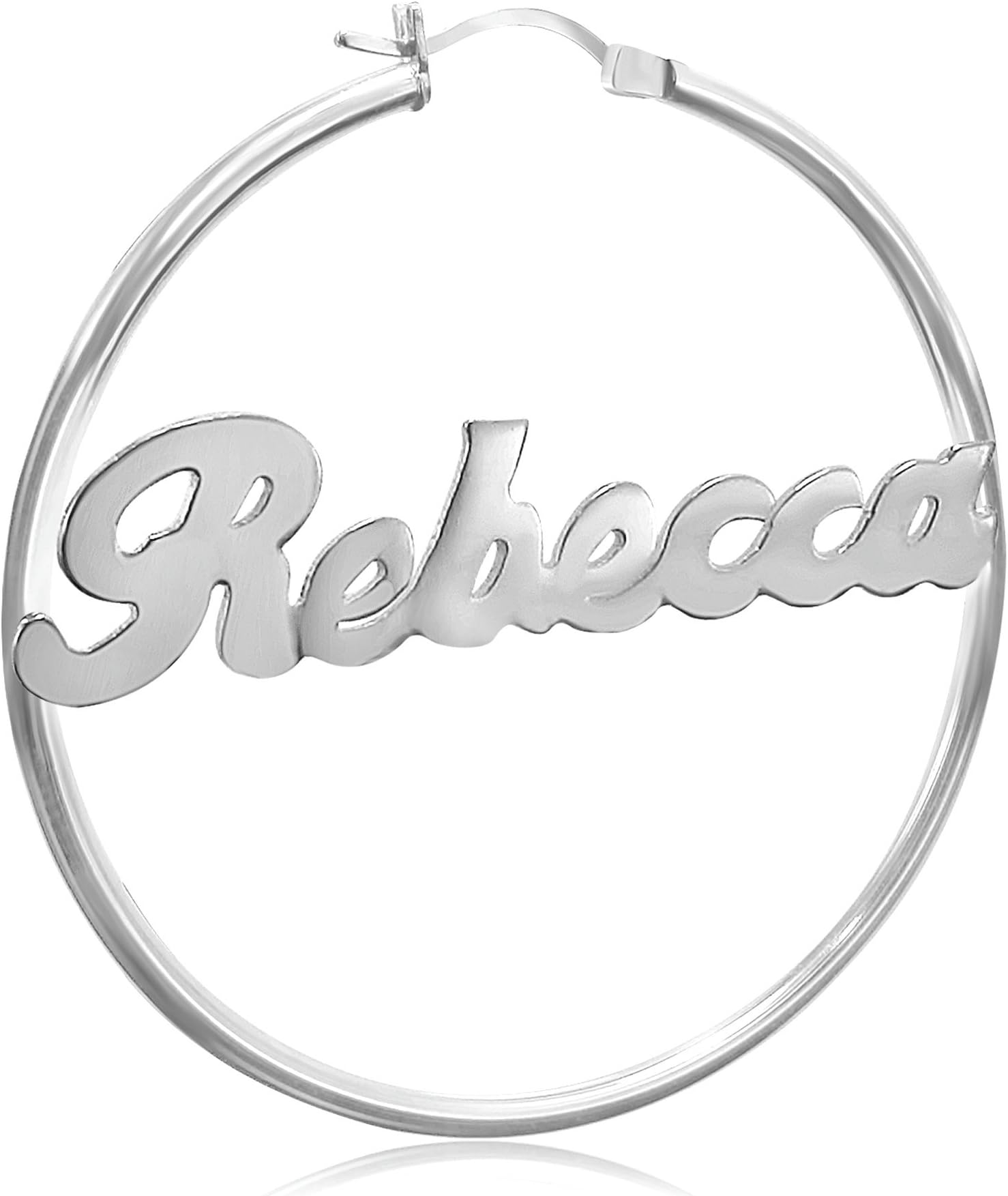 Sterling Silver Name Hoop Earrings 2 inch, Personalize it with any name!