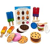 Melissa & Doug Wooden Frozen Treats Ice Cream Play Set (24 pcs) - Play Food and AccessoriesFood Toys for Toddlers and Kids 3+