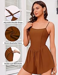 Ekouaer Womens Summer Sleeveless Workout Rompers