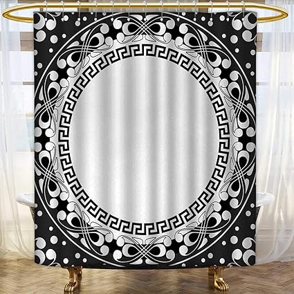 Amazon Com Greek Key Shower Curtains Fabric Black And White