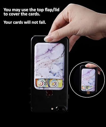 2Pack Marble Adhesive Phone Pocket,Cell Phone Stick On Card Wallet
