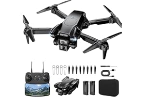 ASFSFQ Drone with Camera 1080P HD, Mini Drone for Beginners Kids Adults, Foldable RC Quadcopter with Stable Hover, Trajectory Flight, One Key Take Off/Land, 2 Batteries, Toys for Boys and Girls (Black)