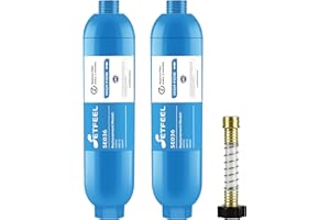 SETFEEL RV Water Filter, NSF Certified Camper Water Filter For RV Garden, Camping Must Haves For Reduces Chlorine, Bad Taste, Odor, Inline Hose Filter with 1 Flexible Hose Protectors, Pack of 2