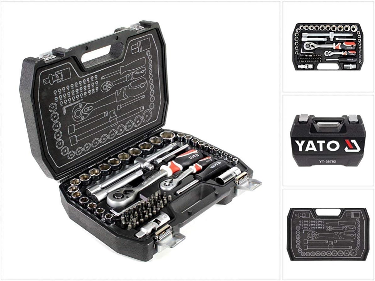 YATO YT-38782 - Socket Set 1/4-inch and 1/2-inch (72 Pieces), Schwarz, Variety Pack