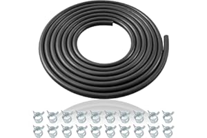 abliubale 10 Feet 3/16 Inch ID Fuel Line Hose Compatible with Honda Champion Predator Briggs & Stratton Kohler Kawasaki Small Engine Generator Kart Minibike Rubber Fuel Hose with 20 Clamps