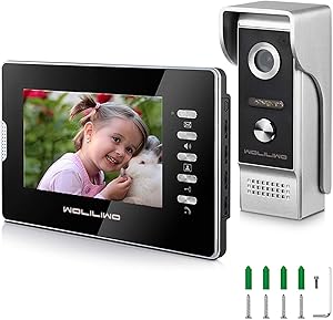 Video Doorbell 7 Inch Monitor 4-core Wired Video Doorbell Phone System and Metal Outdoor Camera Wired Video Intercom System Kit with Intercom Night Vision Waterproof for Home Office Apartment