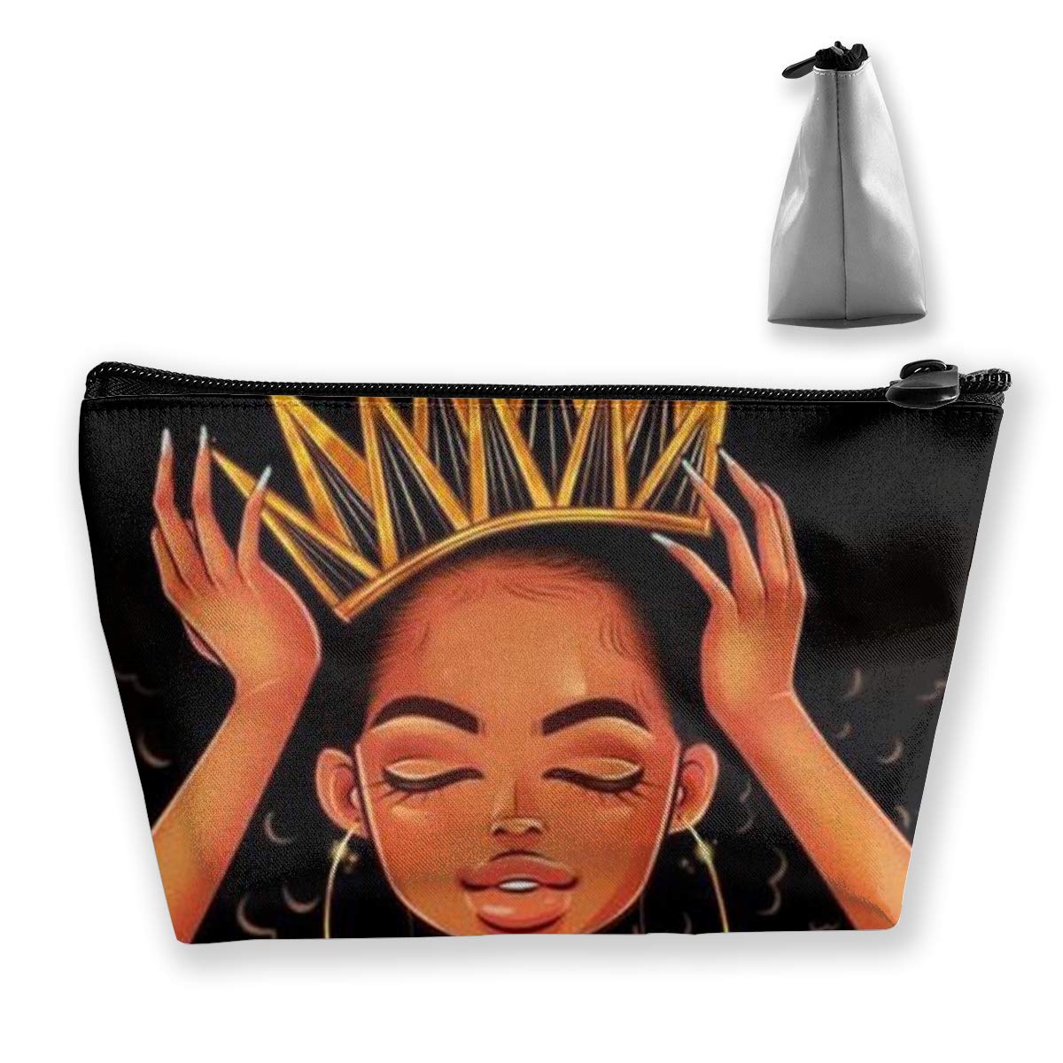 Trapezoid Cosmetic Bag Storage Bag Headshot Black Girl Zipper Multifunctional Accessory Wallet Storage Bag Travel Outdoor Shopping Coin Wallet Organizer Gift