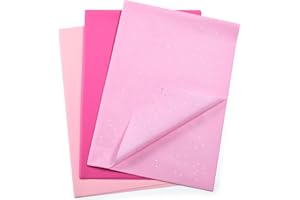 SUNCOLOR Pink Tissue Paper Set, 36 Sheets Glitter and Solid Pink Gift Wrapping Paper, 20 x 20 Inch, 3 Assorted Shades for Cra