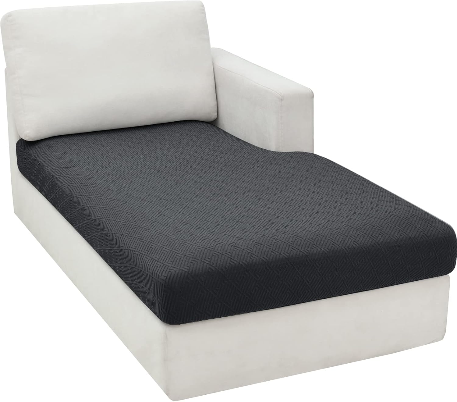 Slipcovers - ZNSAYOTX Sectional Couch Covers for L Shaped Chaise Lounge 1 Piece Separate Cushion Couch Universal Replacement Unique Pattern Furniture Protector with Elastic Bottom (Dark Gray, Chaise Cover)