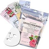NATURE WELL Single Use Face Mask Sheet Skincare Treatment Multipack For All Skin Types, Includes Hyaluronic Acid, Rose, Retinol, Coconut, & Vitamin C (Pack of 10)