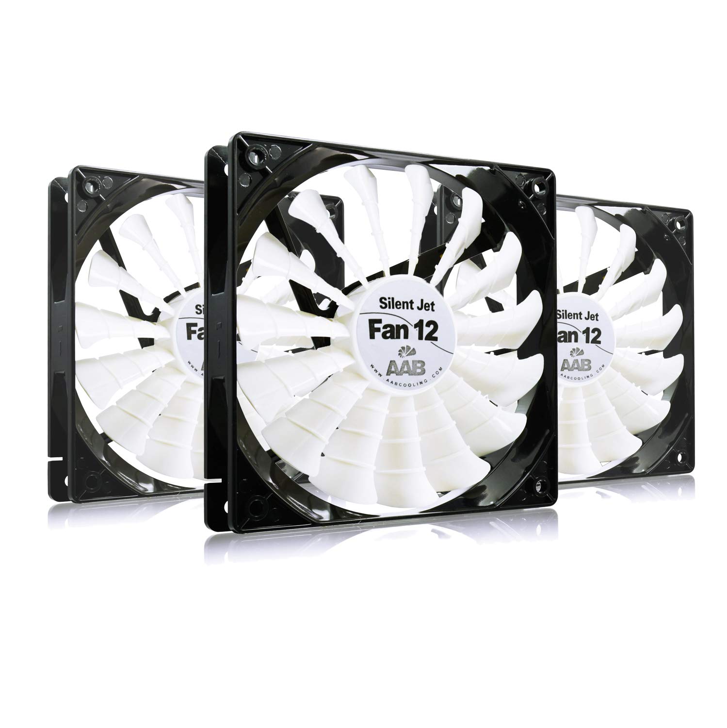 AABCOOLING Silent Jet Fan 12 - Silent and Efficient Fan with 4 Anti-vibration Pads, 120mm Case Fan, Quiet Fan, 12V, PC Fan, Air Cooler - Value Pack 3 Pieces, 12.9 dB(A), 60 CFM, 1100 RPM