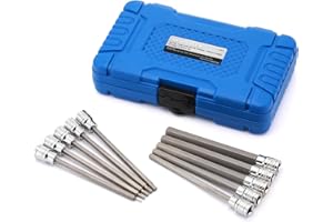 MIXPOWER 3/8 Inch Drive Long Hex Bit Socket Set, 1/16 Inch to 1/2 Inch, SAE, Extra Long Allen Hex Bit Socket Set, CR-V and S2
