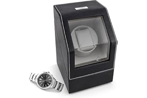 Heiden Watch Winder Single Watch Winders - Japanese Motor - AC Adapter Included - Can Run on Batteries - 12 Multiple Settings - Zero Magnetization Automatic Watch Winder for Rolex