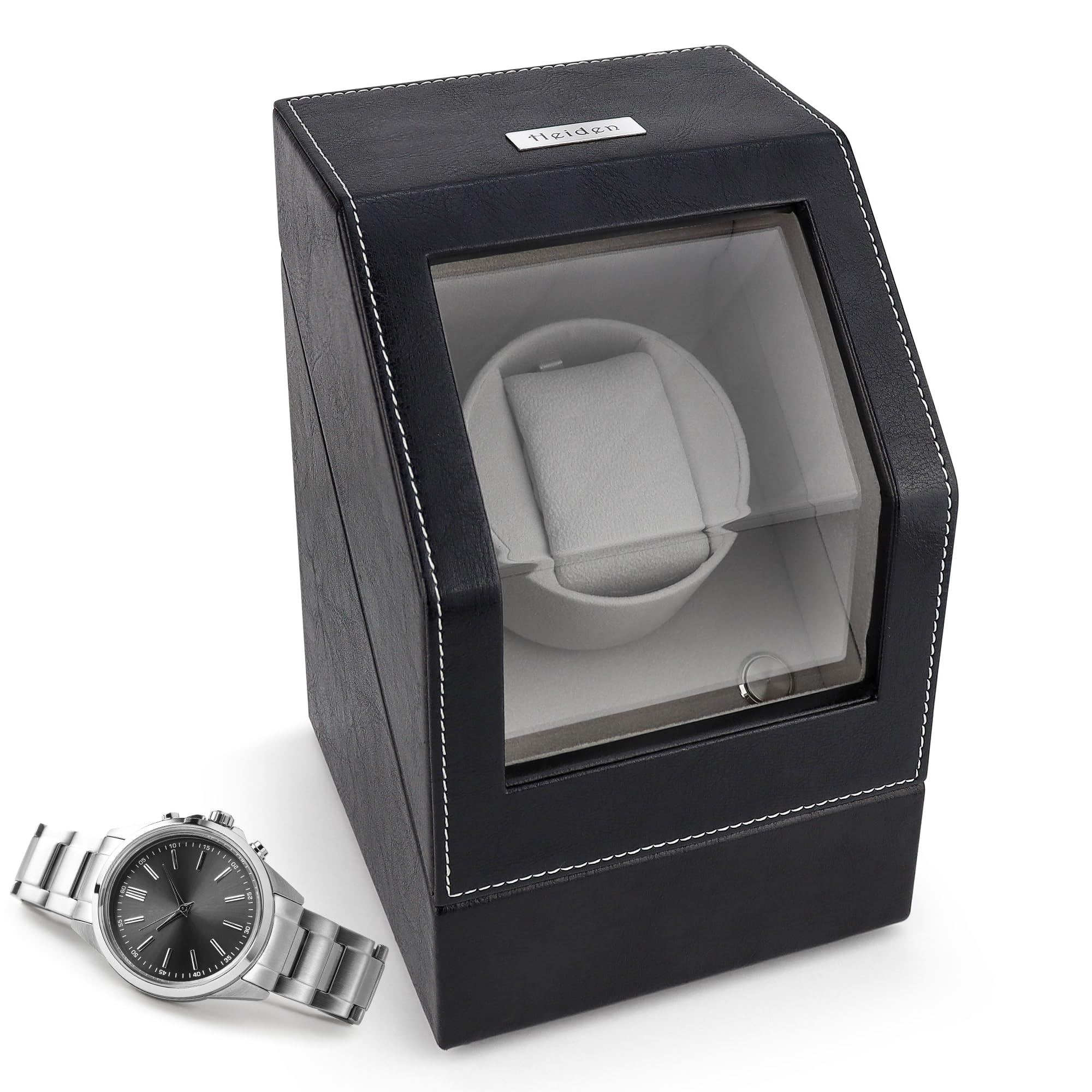 Heiden Watch Winder Single Watch Winders - Japanese Motor - AC Adapter Included - Can Run on Batteries - 12 Multiple Settings - Zero Magnetization Automatic Watch Winder for Rolex