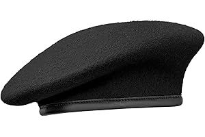 Gajaous British Military Berets with Leather Sweatband, Adjustbale Army Wool Beret for Men & Women