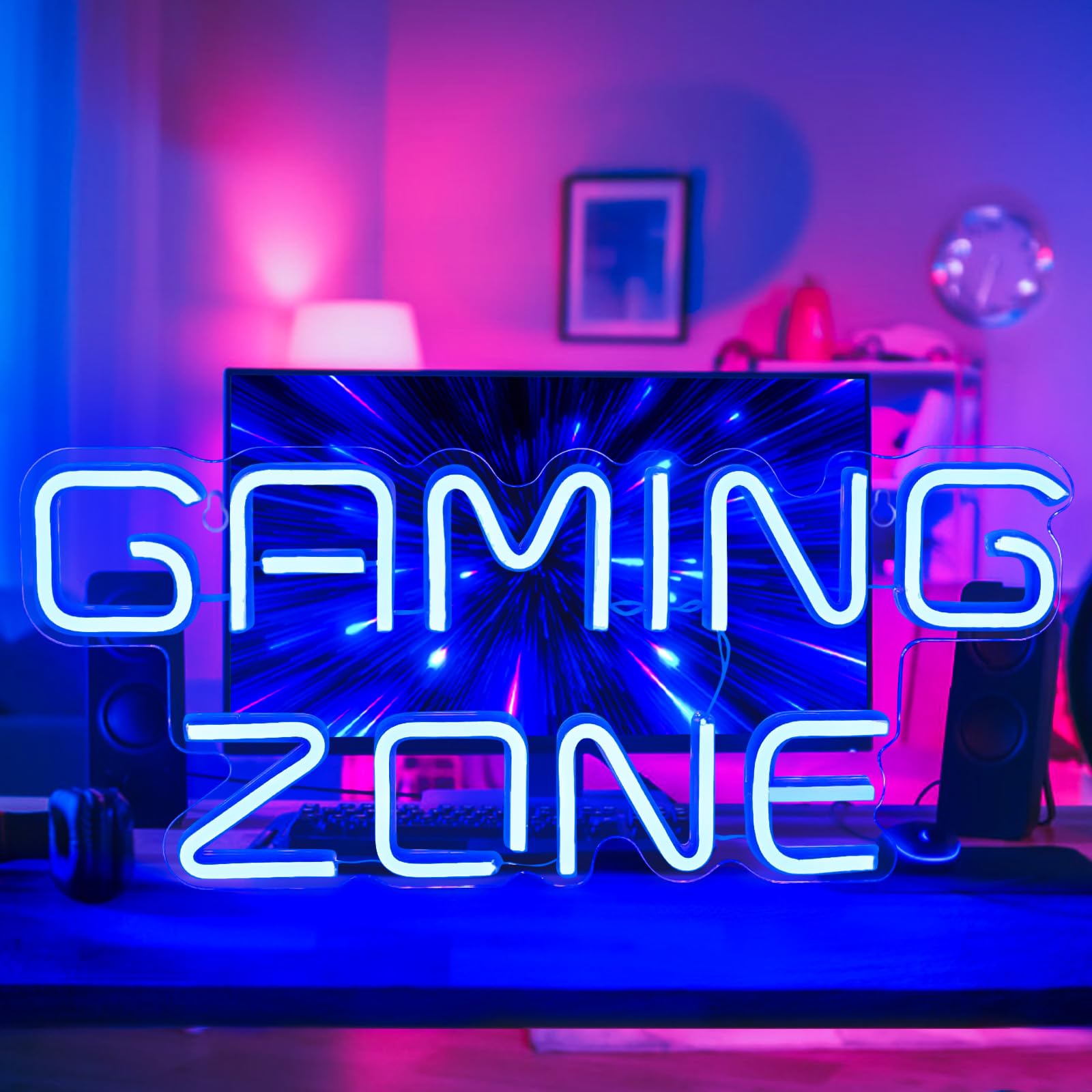 GAME ROOM Neon Sign, USB Powered Game Neon Light for Wall Decor LED Letter Neon Lights Decor for Game Room, Bedroom, Game Zone, Man Cave, Gifts for Gamers, Boys, Gaming Zone Icon (game zone2)