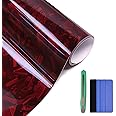 Arespark Gloss Forged Carbon Fiber Vinyl Wrap, Car Carbon Fiber Vinyl Wrap Decal Sticker Film Sheet with Air Release (1ft x3.5ft, Red)