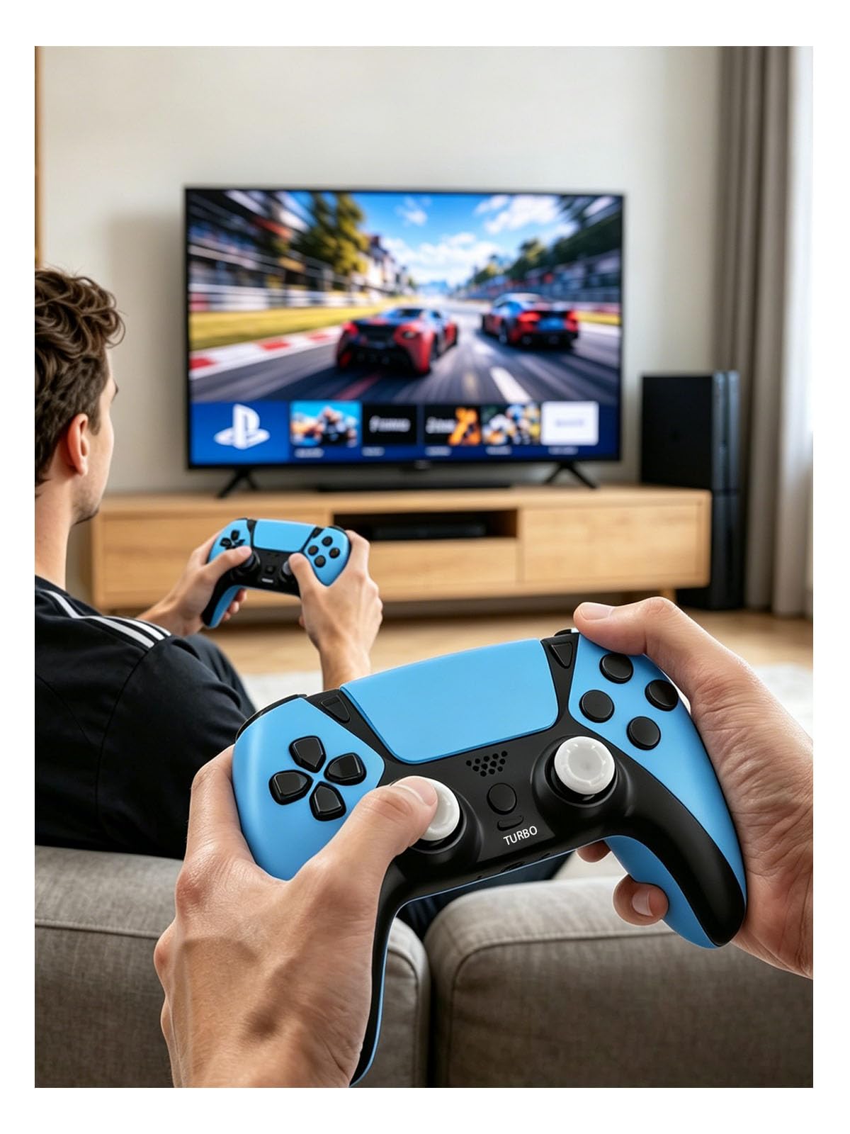 Wireless für PS4 Controller,Programmierbaren Tasten Turbo,ALPS-Sticks Blau