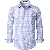 JEMITOP Men's Transitional Weather Slim Fit Long Sleeve Button Down Shirt Business Casual Dress Shirts with Pocket