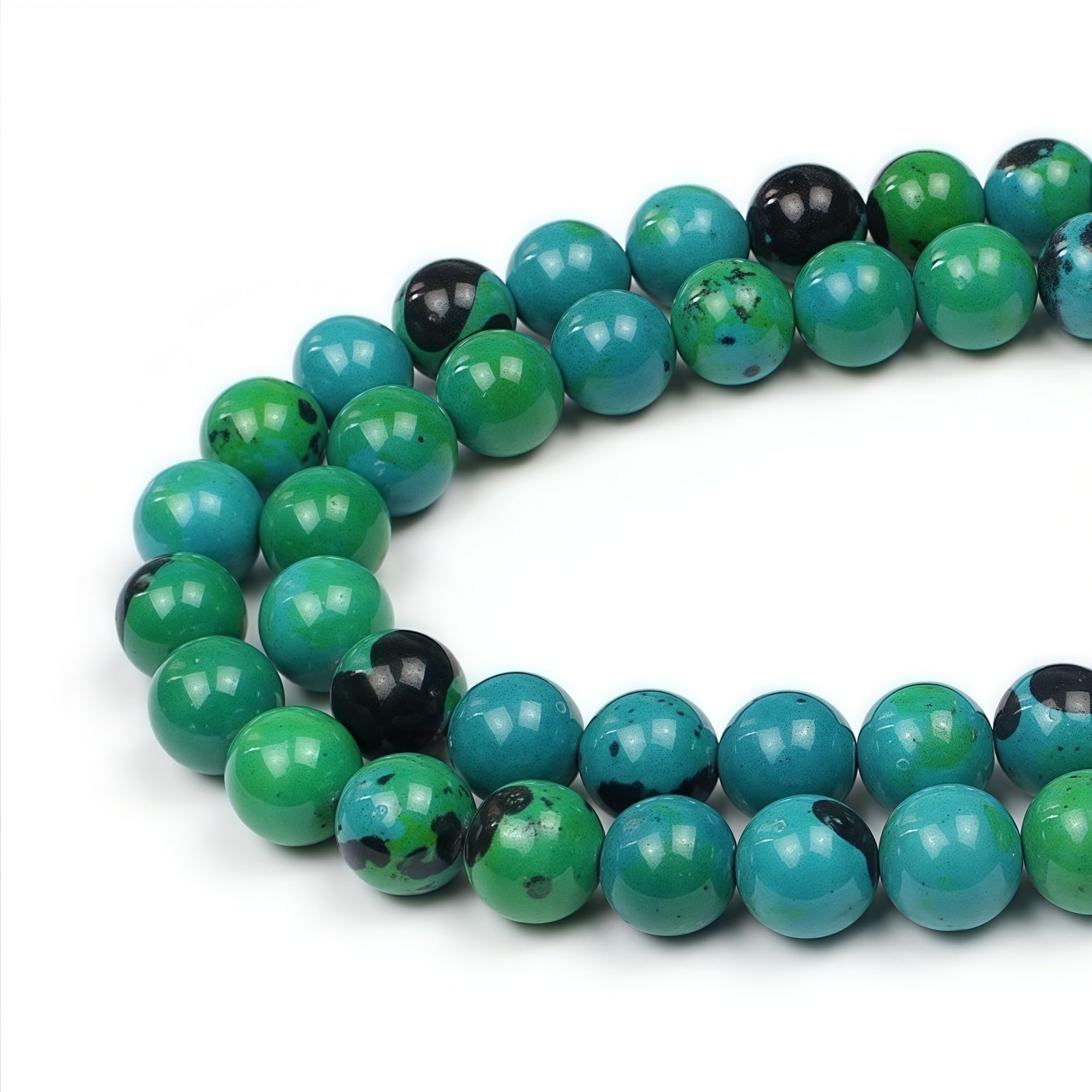MJDCB Round Stone Beads 10mm Phoenix Stone Loose Gemstone Beads for Jewelry Making Bracelet Necklace 35pcs — image 1