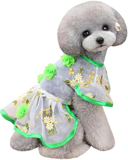 Amazon 犬ワンピース春夏 黄色 花 中型犬 服 薄手 韓国 着せやすい 着物 猫 服 かわいい つなぎ 面白 ちゃんちゃんこ 袖あり Lhwy ドレス ワンピース 通販