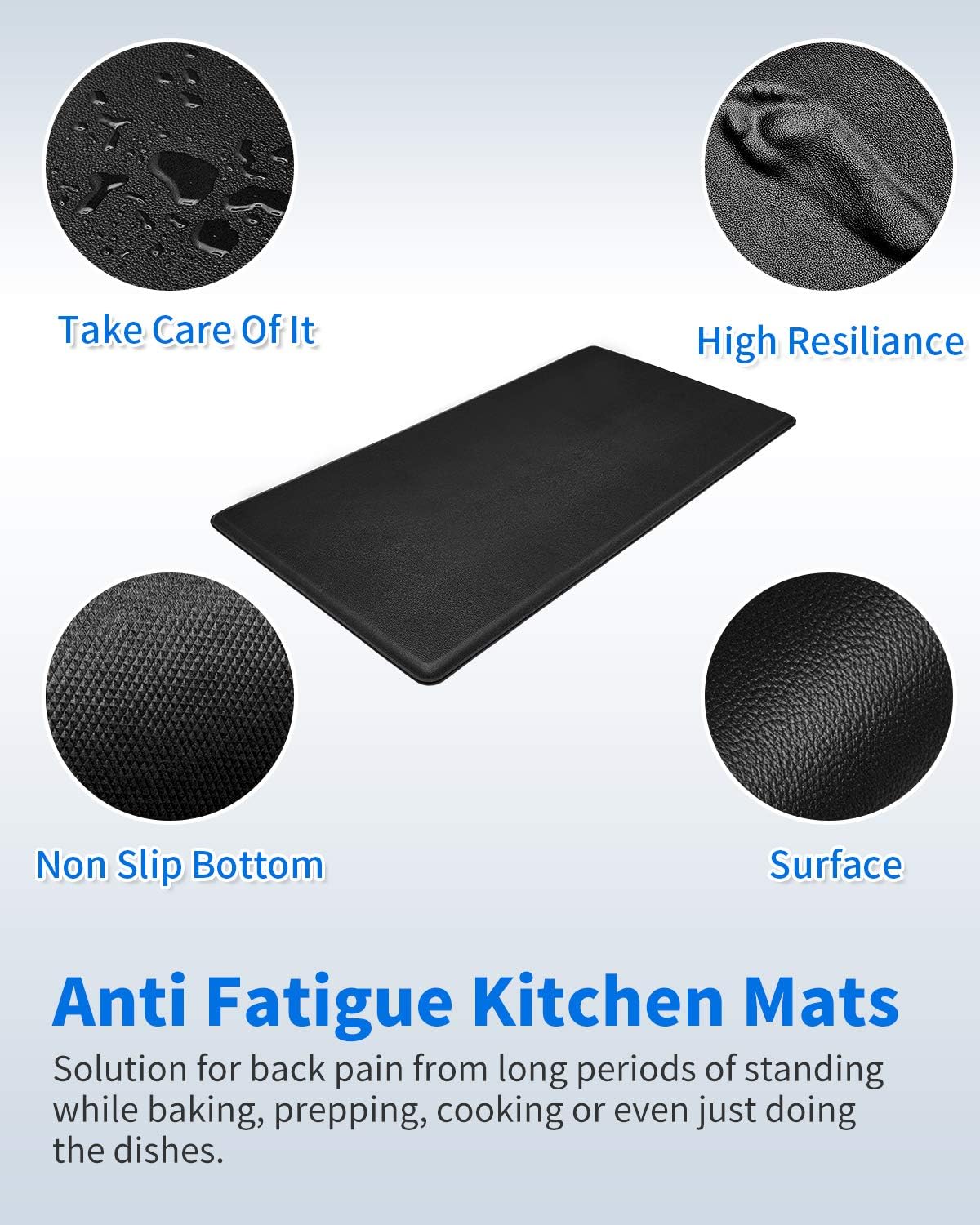Kitchen Mats for Floor Anti Fatigue, 100% PVC Kitchen Rug 1/2 inch Thick, Non-slip Extra Support Standing Pad: Kitchen & Dining