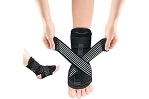 Lnkful Plantar Fasciitis Night Splint, Upgraded With 4 Adjustable Straps for Plantar Fasciitis Relief Brace, Relief Brace for Foot Drop, Heel Pain, Achilles Tendinitis (Black - 1pc)