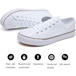 FRACORA Womens White Canvas Sneakers Low Top Canvas