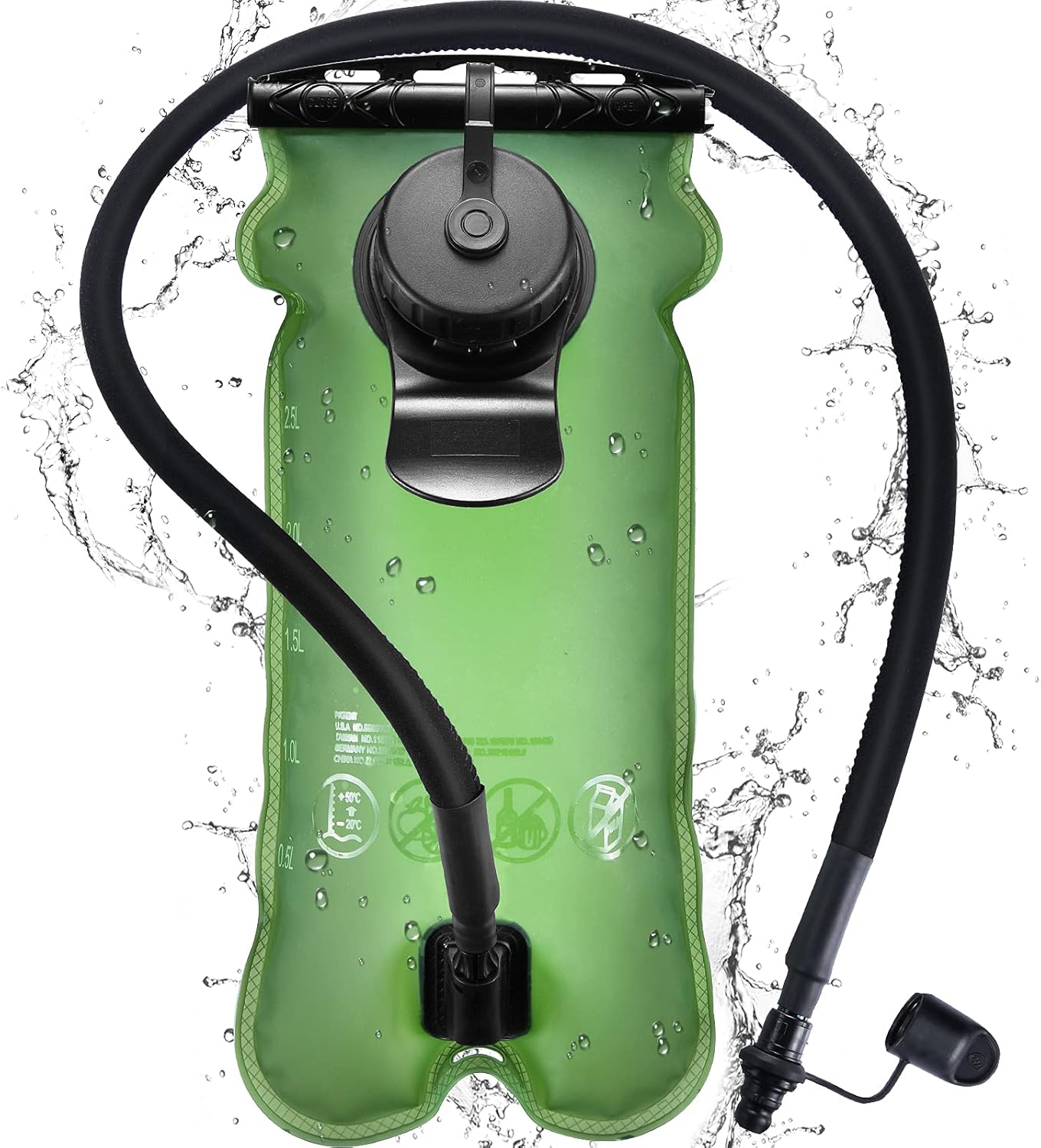 OMORC 3L Hydration Bladder, BPA Free Military Class Water Reservoir, Leakproof Hydration Bladder with Wide Opening Self-Locking Valve for Hiking Walking Biking Climbing Cycling Running, Green : Sports & Outdoors