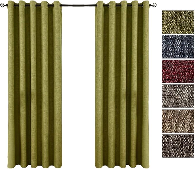 QINUO HOME 46" x 72" Faux Linen Blackout Curtains for Kids Room