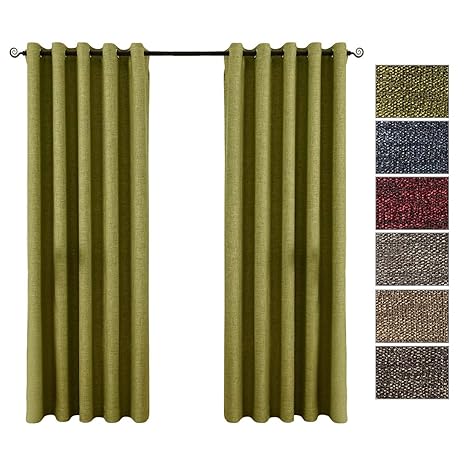 Qinuo Home Faux Linen Blackout Curtains 90x90 Theraml Insulated