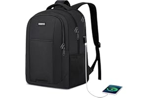 KAMATER Black Backpack for School, School BackPack for Teens, Girls and Boys, with 15.6 inch Laptop Bookbag for College, Large Computer Back Pack with Compartments for Men & Women