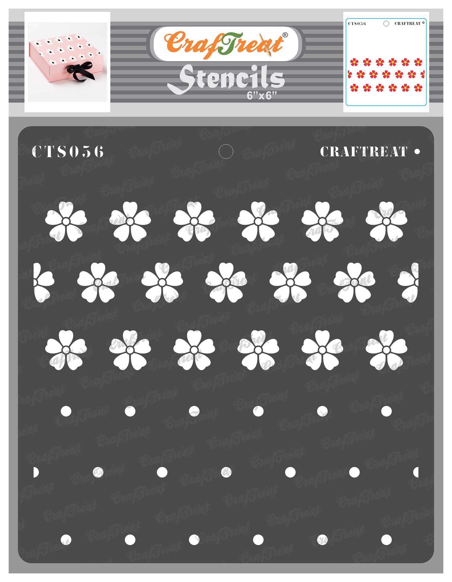 CrafTreat Reusable Layered Flower Stencils for Painting on Wood, Canvas, Paper, Fabric, Floor, Wall and Tile - Flower Center - 6x6 Inch - DIY Art and Craft Stencils for Painting Flowers